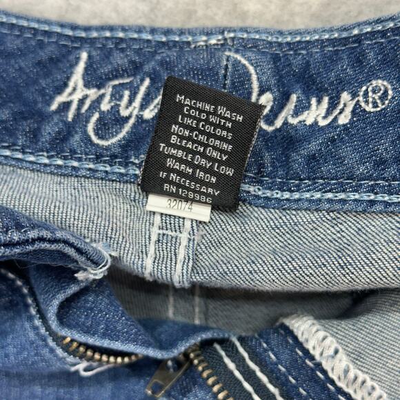 Ariya Jeans Cuffed Pants Women's 15/16 Blue Distressed Denim Lace Detail Raw Hem - Picture 7 of 11